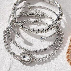 Silver or Gold Plated Dainty Layered Chain Bracelets